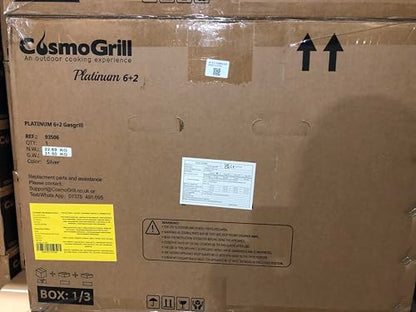 CosmoGrill Platinum Stainless Steel 8 Burner 6+2 Gas BBQ Grill with Waterproof Cover, High-Performance Outdoor Barbecue for Garden Cooking