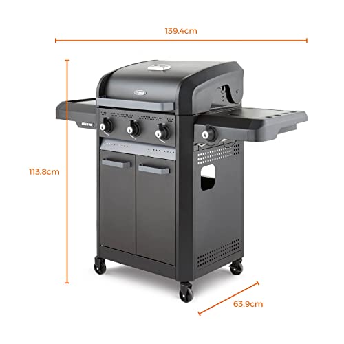 Tower T978525 Stealth Pro 4 Burner 3+1 Gas BBQ with Rotisserie Kit, Including Side Burner, Built-in Thermometer and Waterproof Cover, Black