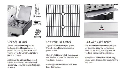 CosmoGrill Platinum Stainless Steel 8 Burner 6+2 Gas BBQ Grill with Waterproof Cover, High-Performance Outdoor Barbecue for Garden Cooking