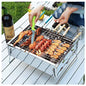 Barbecue Grill Stainless Steel Charcoal Smoker Char Broil Outdoor Barbecue Clip and Oil Brush for Camping Festival Garden Picnic Party (Silver)