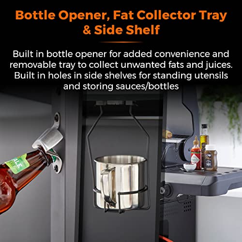 Tower T978525 Stealth Pro 4 Burner 3+1 Gas BBQ with Rotisserie Kit, Including Side Burner, Built-in Thermometer and Waterproof Cover, Black