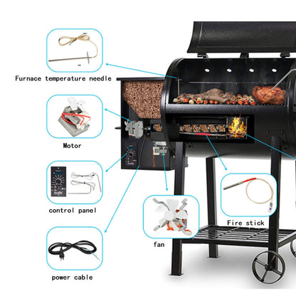 BBQ Pellet Smoker Hopper, DIY Intelligent Temperature Control Feeding Box, Pellet Pipe Feeder, Barbecue Grill Accessories Set for Grill, Smoke, Bake
