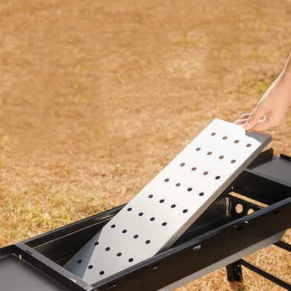 Barbeque Grill Home Outdoor Barbecue Grill Rack Portable Folding Side Pull Detachable Barbecue Stove (D Light Grey)