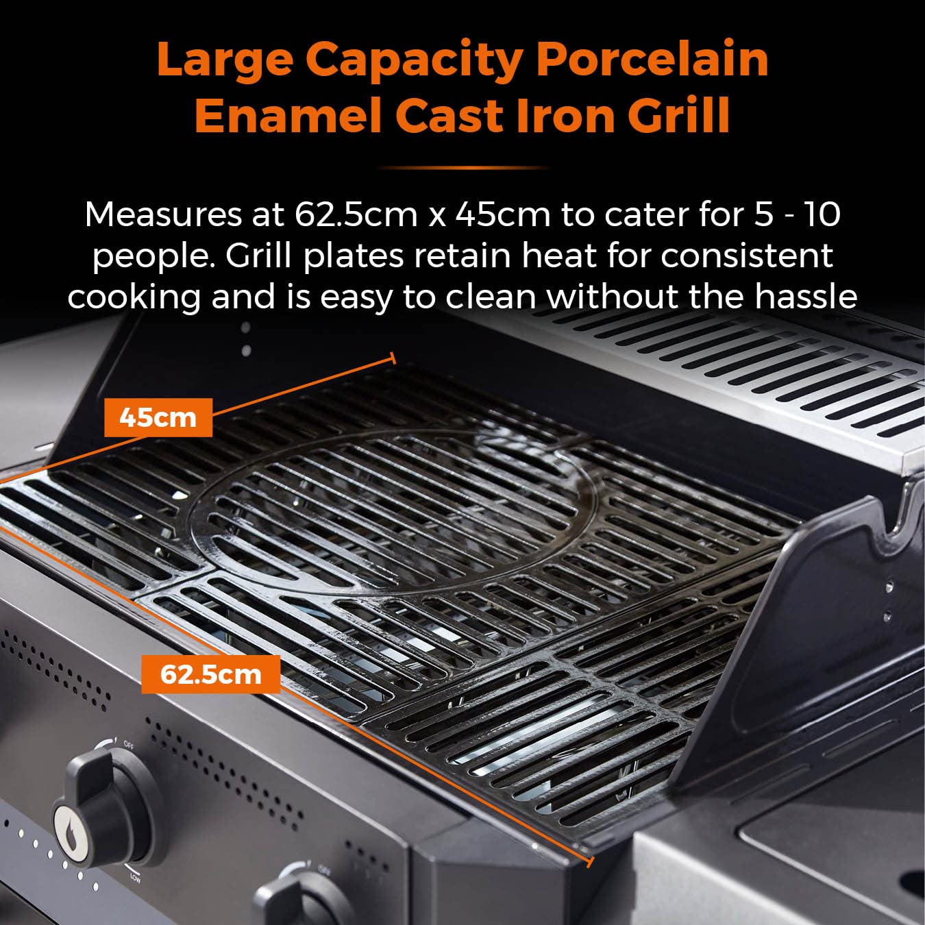 Tower T978525 Stealth Pro 4 Burner 3+1 Gas BBQ with Rotisserie Kit, Including Side Burner, Built-in Thermometer and Waterproof Cover, Black