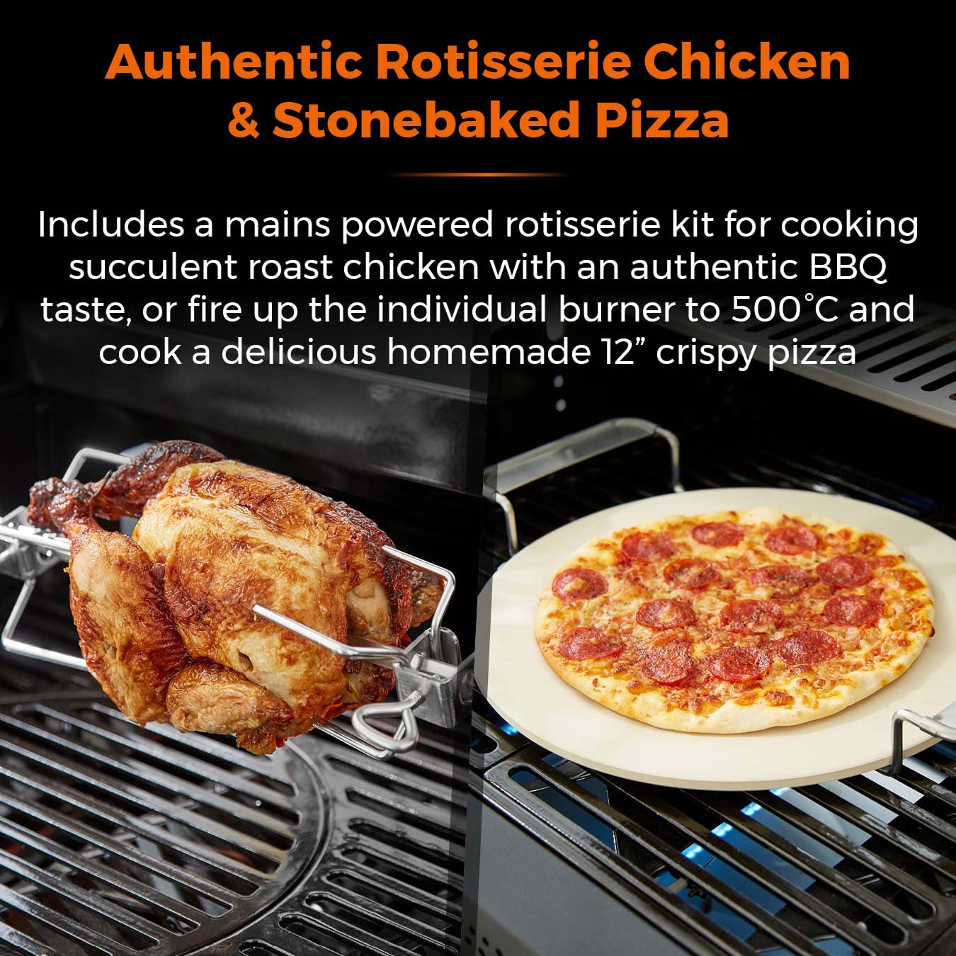 Tower T978525 Stealth Pro 4 Burner 3+1 Gas BBQ with Rotisserie Kit, Including Side Burner, Built-in Thermometer and Waterproof Cover, Black