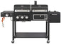 CosmoGrill Hybrid 4 Burner Barbecue DUO Dual Fuel BBQ 3+1 Gas Grill & Charcoal Smoker BBQ Grill, Built-in Thermometer, Warming Rack, Outdoor Portable Large Coal Barbecue for Home Garden Party Cooking