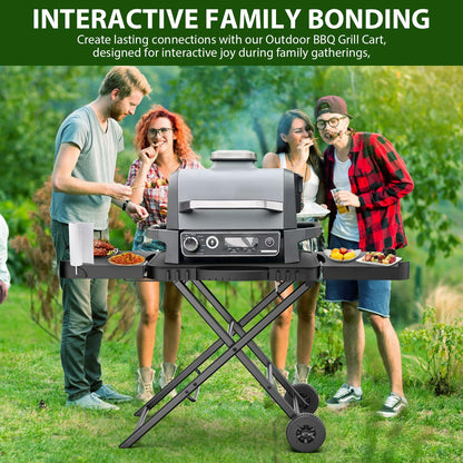 Portable Indoor Grill Table Stand for Ninja Woodfire Outdoor Grill(OG701 OG850 OG951 Series), 51Inch Folding Camping BBQ Stand for Weber Q100 Q200 Q300, for Blackstone Griddle, for Ooni Pizza Oven